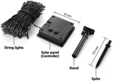 Вулична сонячна гірлянда, BrizLabs 22 м 200 світлодіодний ланцюжок сонячних ліхтарів Різдвяна водонепроникна ланцюжок зовнішніх ліхтарів 8 режимів сонячної підсвічування