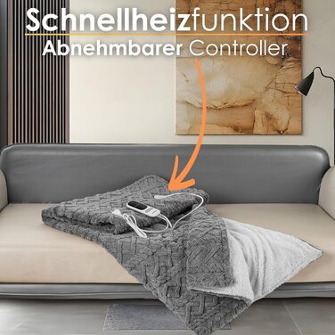 Електрична гріюча ковдра з автовимкненням 180x130 см, 9 температурних режимів, 40°C, пральна