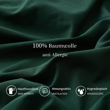 Бетлічна постільна білизна Baumwolle 200x220 см. Зелений, темно-зелений, салатний колір. Комплект: простирадло 200x220 см та 2 наволочки 80x80 см з блискавкою. Бавовна.