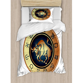Підковдра Двоспальне ліжко, Circle Bull, М'яка форма Високоякісна підковдра з 2 предметів з 1 наволочкою, 170 x 220 см - 75 x 50 см, блідо-коричневий жовтий індиго