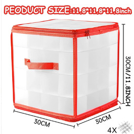 Коробка для зберігання 64 новорічних кулі - Складана коробка для прикрас - Регульовані перегородки та ручки - Пилгоподібна декор-коробка