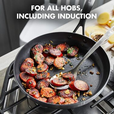 Набір сковорідок GreenPan Venice Pro Noir 26см та 30см, нержавіюча сталь, антипригарне покриття Ceramic, чорний, без PFAS, для індукційних плит, придатні для миття в посудомийній машині, термостійкі, сріблясті