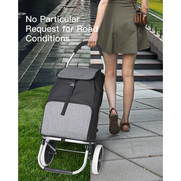 Візок для покупок Inateck з великою вантажопідйомністю і теплоізоляційної сумкою, легка сумка для покупок на коліщатках, макс. вантажопідйомний