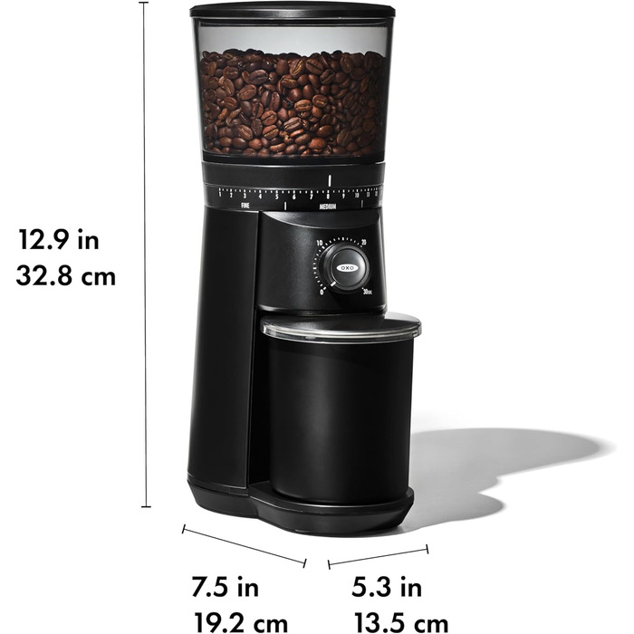 Кавомолка OXO Brew з конічним жорном, матовий чорний колір (8722600)
