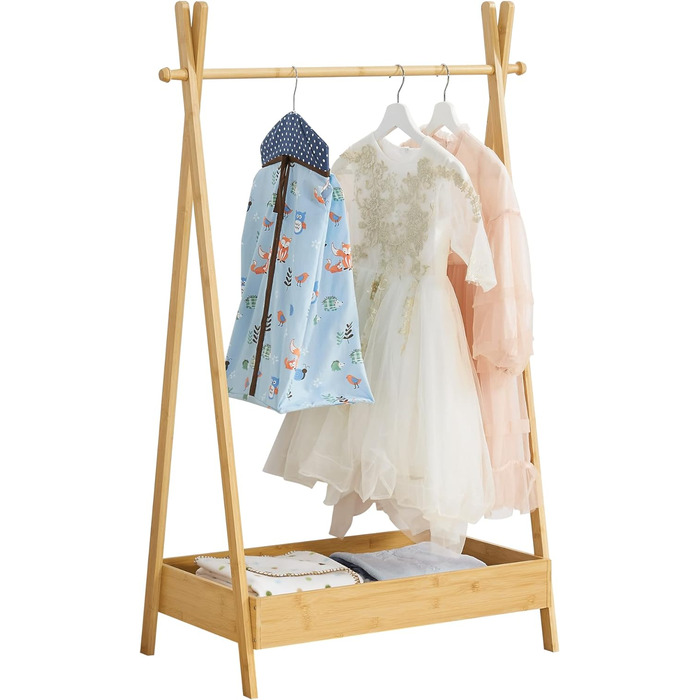 Вішалка для одягу Sola Дитяча вішалка для одягу Вішалка для курток 126 x 73 x 42 см Бамбукова вішалка для одягу для дітей для дитячої кімнати та спальні