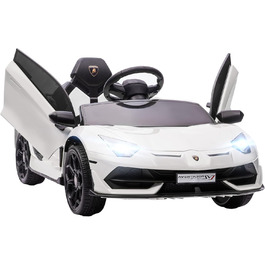 Електромобіль для дітей HOMCOM Lamborghini Aventador SVJ Roadster 12V з пультом, MP3, сигналом, фарами, білий, для дітей 3-5 років