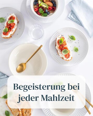 Набір посуду Steingut Hygge 24 шт. для 6 осіб (світло-сірий), Tafelservice, Pure Living, TESTSIEGER