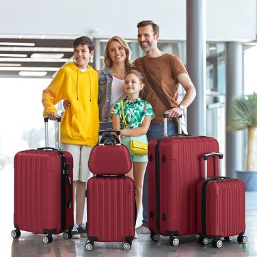 Набір валіз LALAHO 5 шт. з косметичками, з ABS пластику, для подорожей, ручна поклажа, турецький колір, в смужку