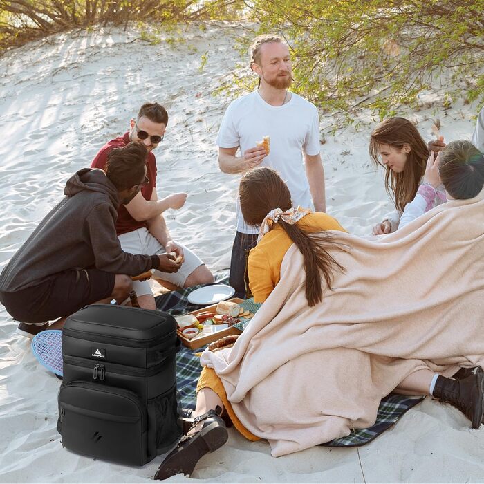 Рюкзак-холодильник Laripwit 54 літри: ізольований, тактичний, для пікніків, подорожей, кемпінгу, пляжу (33л) - чорний