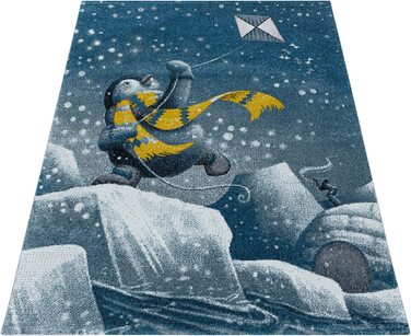 Домашній дитячий килим з коротким ворсом у вигляді пінгвіна дитяча ігрова кімната дитяча кімната висота ворсу 8 мм М'який прямокутний круглий бігун колір розмір120x170 см (120 см круглий, синій)
