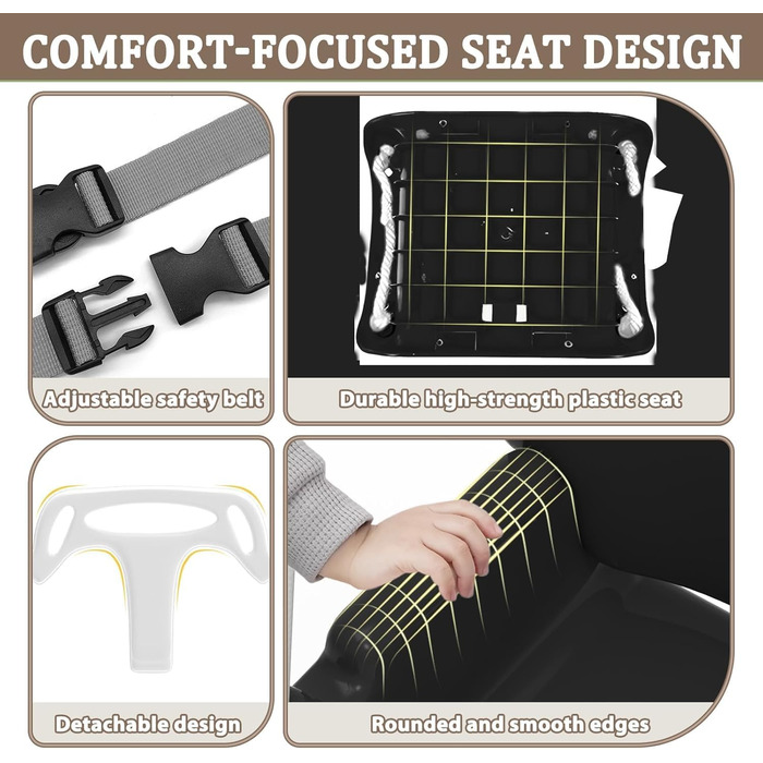 Дитяча гойдалка для саду з м'яким сидінням, чорна. Складана гойдалка з металевим каркасом для дому та вулиці. Легка у збиранні та зберіганні.
