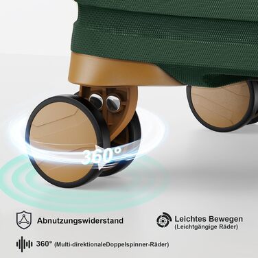 Набір валіз Joyway 6-ти частинний, з жорстким корпусом, beauty case, косметична сумка, 4 колеса, TSA-замок, для подорожей, коричневий/зелений