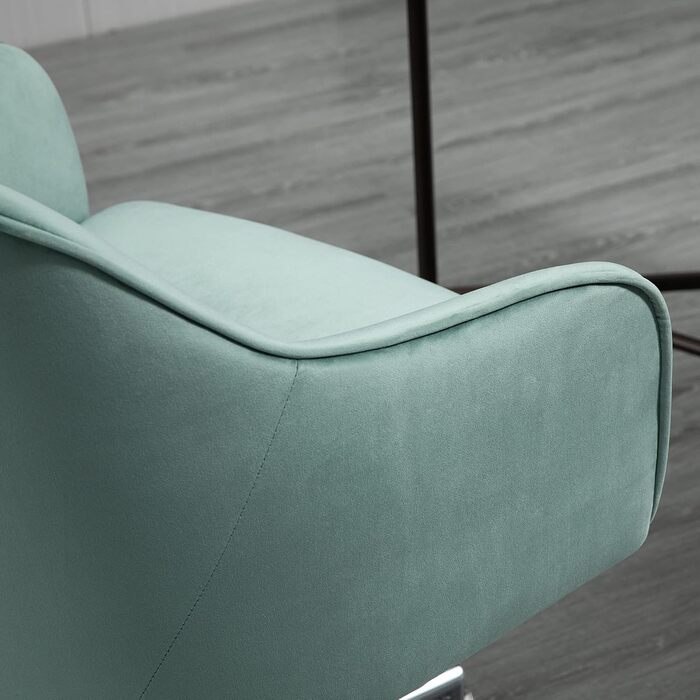 Офісний стілець Vinsetto з регулюванням висоти та функцією гойдання, ергономічний, з м'якою оббивкою з велюру, зелений, 61 x 59 x 80,5-90,5 см