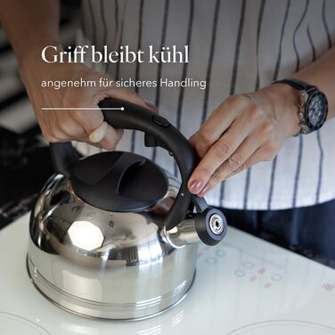 Чайник FLORINA Fenny Satin Induktion 2.5L з нержавіючої сталі, сріблястий