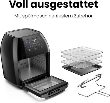 Фритюрниця Chefman мультифункціональна з ротисерією, дегідратором та конвекцією, 17 пресетів, об'єм 10л, чорна