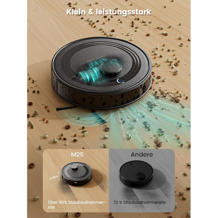 Робот-пилосос LEFANT M2 з функцією миття, 6000Pa, LiDAR-навігація, зони заборони, 140 хв, багатоступінчасте мапування, для тварин, килимів та твердих підлог (M2S-B)