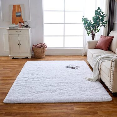 Килим з високим ворсом килим строкатий волохатий килим килим з високим ворсом м'який м'який килим для молодіжної кімнати гарний килим(90*160 см) (200x250 см, чисто білий)