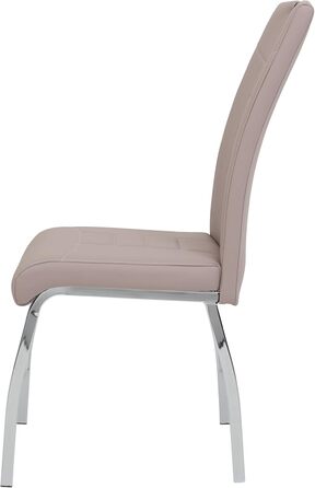 Набір з 4-х стільців для їдальні Hela Tische Andrea, штучна шкіра Cappuccino, хромоване металеве підстав'я, 100x43x64 см