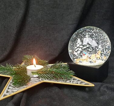 Декоративний шарм Minium Collection 20121 - Снігова Куля, Різдвяний Настрій, Катання на Санках, Ялинка на Підставці, Чорний колір, Pure-Line, діаметр 100 мм