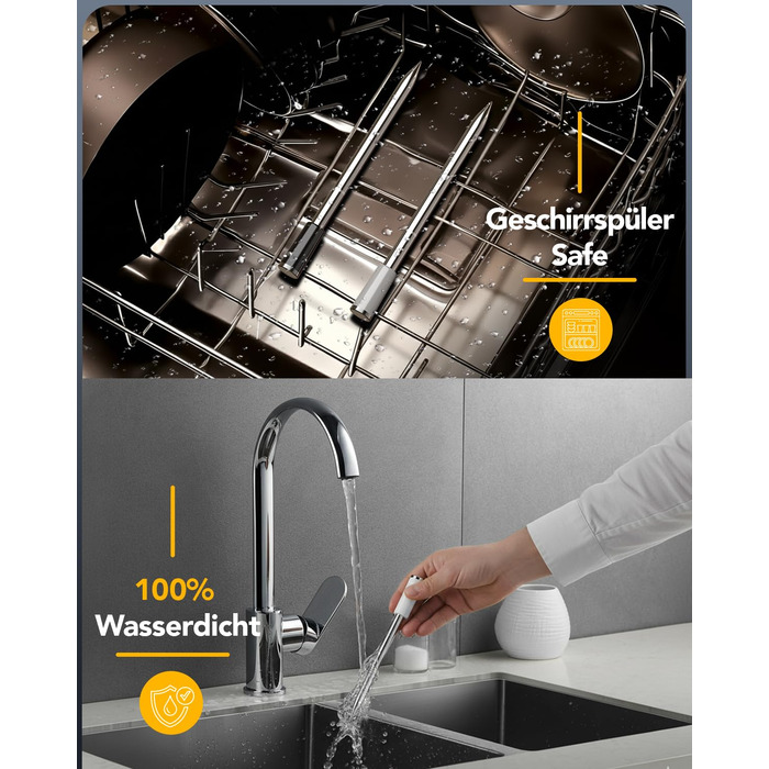 Бездротовий термометр для м'яса BFOUR BF-80 з Bluetooth та Wi-Fi, 2 зонди, 6 сенсорів, IP67 водонепроникний, сенсорне управління, APP-керування, термометр для приготування BBQ, духовки та гриля