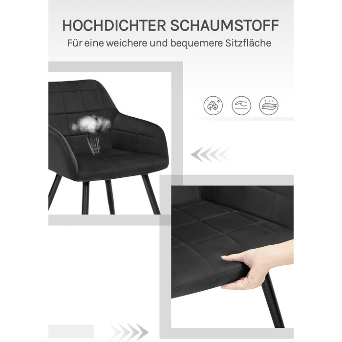 Крісла для їдальні WOLTU - 8 шт., з м'яким сидінням з велюру, металеві ніжки, для кухні, вітальні