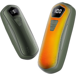 Електричні грілки для рук 2 шт. з акумулятором 6000mAh, 5 режимів нагріву, USB, для кемпінгу та відпочинку на природі, подарунок для жінок та чоловіків (зелені)