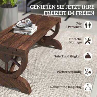 Садова лавка Outsunny Wood Атмосферостійка 98 x 50 x 39.5 см, Сільська лавка для садових меблів, міцна та стильна