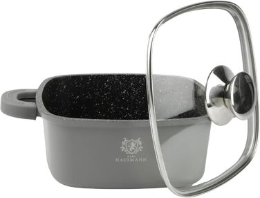 Каструля з антипригарним покриттям 10 літрів, діаметр 28 см, з кришкою, з алюмінієвого лиття, для всіх типів плит (в т.ч. індукційних), сірого кольору. Ідеально підходить для приготування супів, тушкування та інших страв.