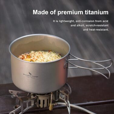 Набір кухонного посуду iBasingo Titan Topf Pfanne Set 1200мл & 500мл: каструля, сковорода, миска для кемпінгу, туризму, приготування їжі на природі. Легкий набір з 2 шт. з розкладним ручками. Ідеально для 1 особи. Ti2110C