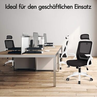 Офісний крісло ALFORDSON з динамічною підтримкою попереку, регульоване, з відкидними підлокітниками, чорне (Arc - Біле)