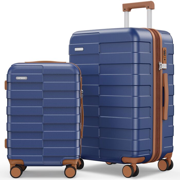 Набір дорожніх валіз Koffer Hartschale (20 та 24 дюйми), легкий полікарбонат PC, розширюваний тролей з колесами та TSA замком, синій колір