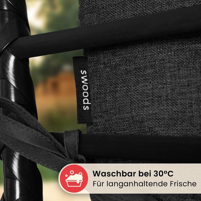 Крісло-гойдалка Swoods XXL з металевим каркасом - для дому та вулиці, з подушкою - яйцеподібне крісло, до 150 кг (темно-сірий)