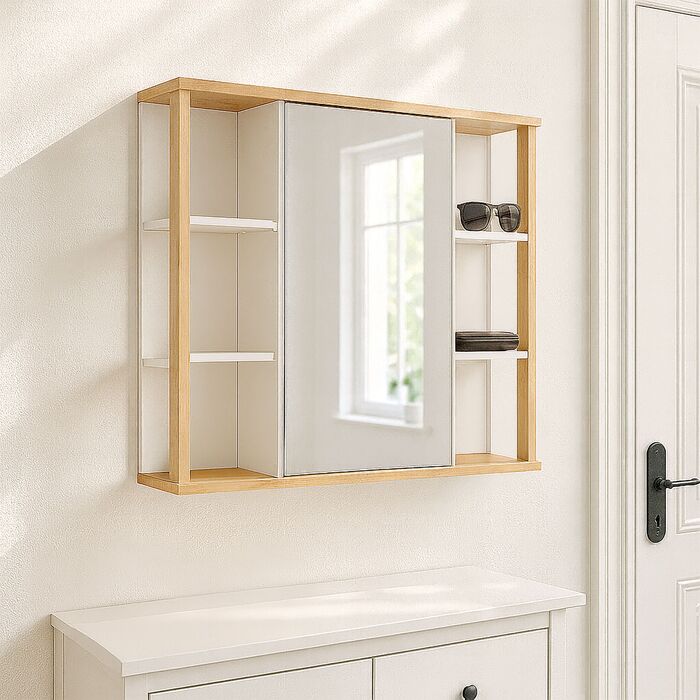 Дзеркальна шафка Relaxdays з бамбуковим декором