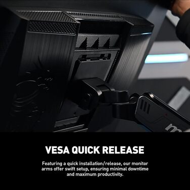 Підставка для монітора MSI MPG MT201R Premium RGB, сумісна з VESA, 17-49 дюймів, до 20 кг, регульована газо-пружинна кріплення, сіра