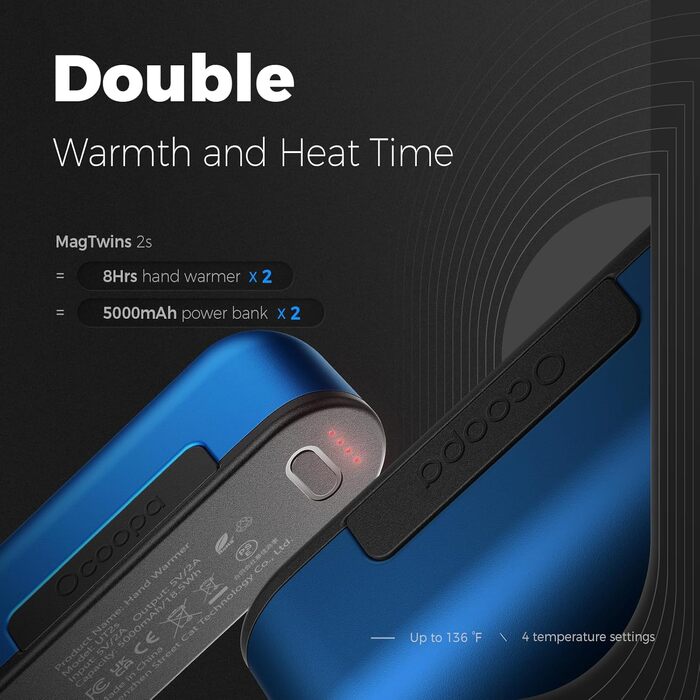 Електричний гріє для рук OCOOPA 10000 mAh (2 шт.), 4 режими нагріву, USB power bank для зими, UT2s (MagTwins)