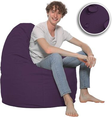 Подушка для підлоги Beanbag XXL для дорослих і дітей - підходить для ігор або відпочинку - в приміщенні та на вулиці, оскільки вона водонепроникна - з намистинами EPS, колір фіолетовий, розмір XL