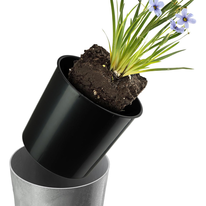 Набір горщиків KADAX (3 шт) з дерев'яною стружкою, сірий бетон, 19.25/30 см