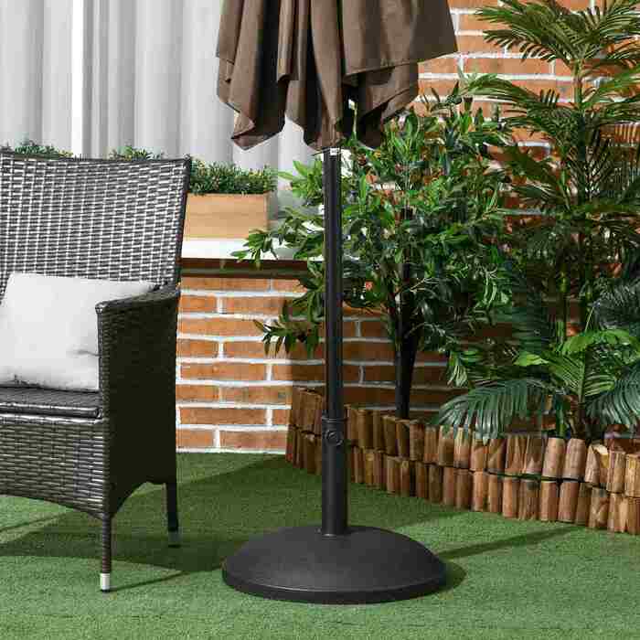 Підставка для парасольки Outsunny 25 кг зі сталі та цементу, чорна, Ø49 x 37 см, стабільний захист від сонця для саду та тераси