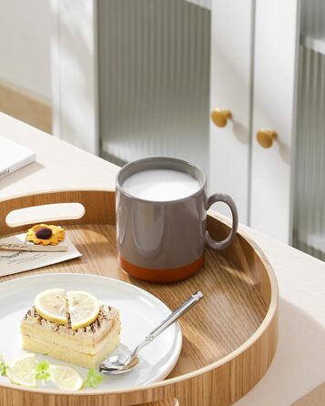 MALACASA Набір посуду з 24 предметів для 6 осіб, керамічний сервіз з реактивною глазур'ю, тепла колірна гамма. Включає: 6 тарілок для їжі, 6 тарілок для десерту, 6 супових тарілок, 6 мисок для мюслі. Колір: білий з коричневим низом (4 чашки для кави, бага