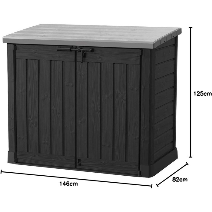 Ящик для сміттєвих баків Keter Store it Out Max, 1200 л, чорний/сірий, пластик