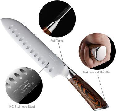 Професійний ніж для кухні Nakiri, 7 дюймів, ніж-сіка, з нержавіючої сталі з високим вмістом вуглецю, надзвичайно гострий, для кухні та ресторану (ніж Сантоку)