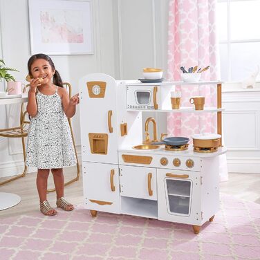 Дерев'яна дитяча кухня KidKraft Vintage White з аксесуарами та іграшковим телефоном, 53445 - Ексклюзивно в Amazon