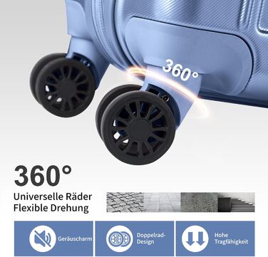 Набір валіз LALAHO 2 шт: велика та маленька, з косметичкою, ABS+PC, телескопічний ручка, ручна поклажа, градієнтний дизайн, сіро-блакитний