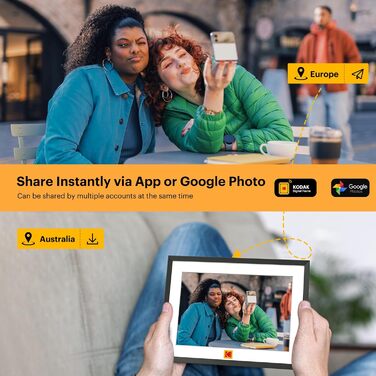 Цифровий фоторамка Kodak 10 дюймів з Wi-Fi, 32GB, IPS HD сенсорний екран, автоповорот, чорний