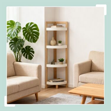 Поличкова стійка Relaxdays з бамбука для кута з полицями