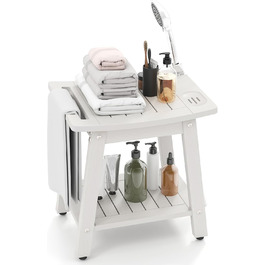 Дзеркальна душова кабіна COSTWAY з табуретом, біла, 41 x 31,5 x 43,5 см