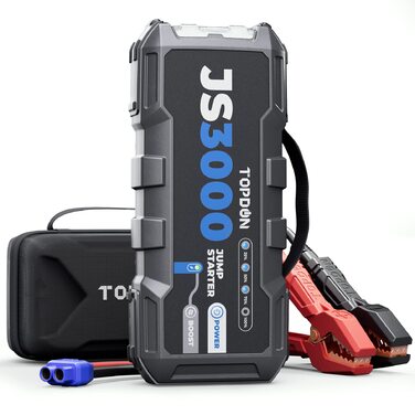 Powerbank TOPDON JS3000 для запуску авто: 12V, 3000A, 24000mAh, для бензинових та дизельних двигунів до 9.0L та 7.0L відповідно