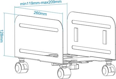 Підставка для CPU TooQ UMCS0004-B, металева, чорна, до 10 кг, ширина 119-209 мм