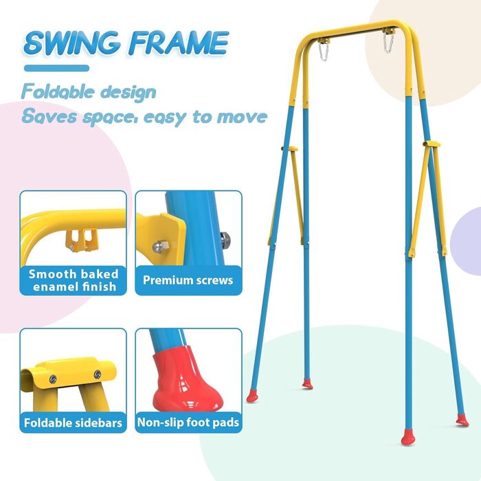 Дитяча гойдалка-шезлонґ 3-в-1 для дому та вулиці з металевим каркасом, для дітей від 6 місяців до 10 років (Жовта)