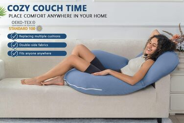 Подушка для читання INSEN, спинка для сидіння в ліжку, для читання, відпочинку, медсестер, дорослих, мам та дітей, для пресування живота в ліжку (охолоджуюча бавовна, блакитна, базова)